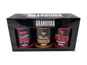 Grandiosa BBQ cadeau - BBQ rubs trio - varken - kip - rund - 3x 275 gram